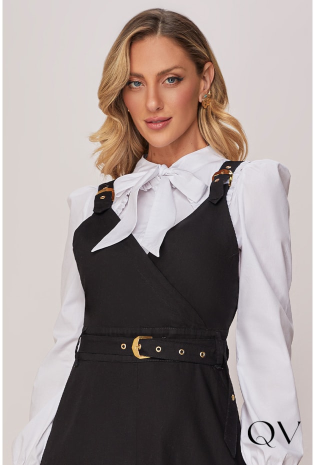 SALOPETE GODÊ JEANS BLACK - TITANIUM JEANS SALOPETE GODÊ JEANS BLACK - TITANIUM JEANS