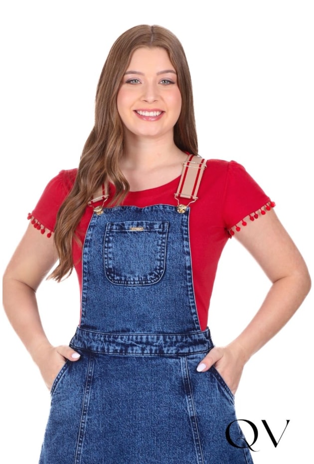 SALOPETE MIDI EM JEANS AZUL ESCURO - HAPUK