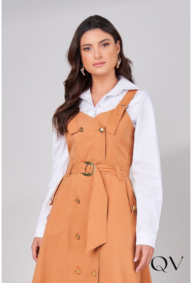 SALOPETE SARJA COLLOR COM TRANSPASSE - TITANIUM JEANS SALOPETE SARJA COLLOR COM TRANSPASSE - TITANIUM JEANS