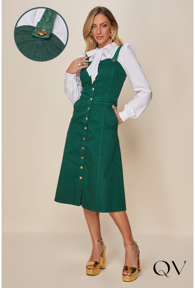 SALOPETE SARJA COLLOR VERDE - TITANIUM JEANS SALOPETE SARJA COLLOR VERDE - TITANIUM JEANS