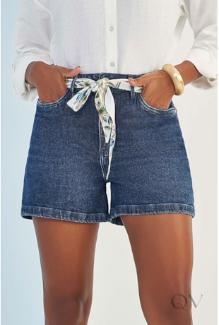SHORTS BOYFRIEND EM JEANS ESCURO - DOCE TRAMA