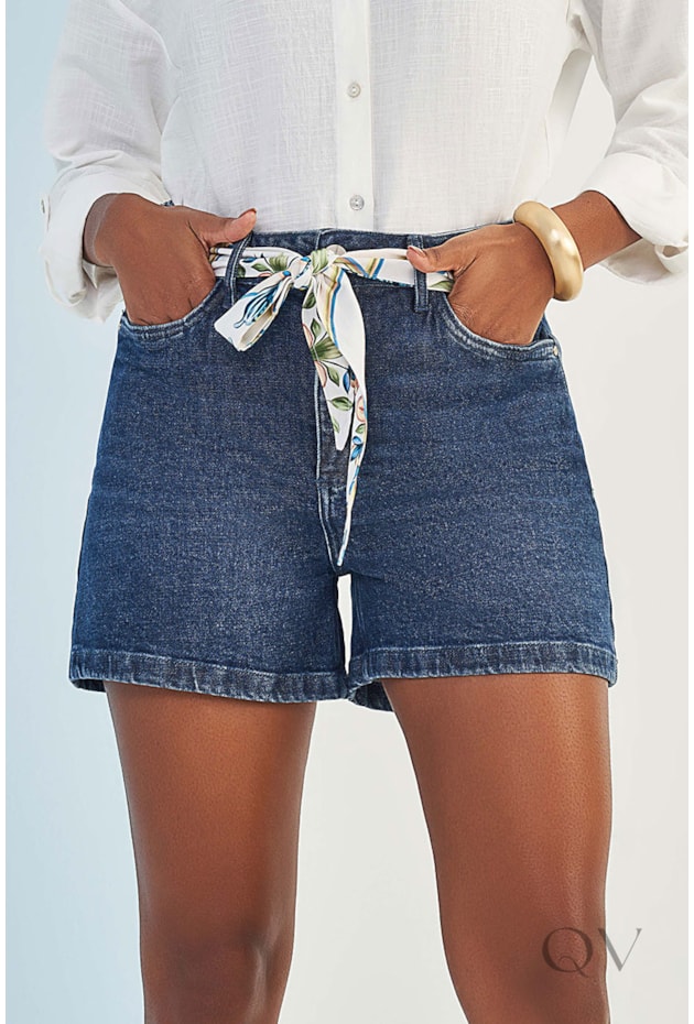 SHORTS BOYFRIEND EM JEANS ESCURO - DOCE TRAMA