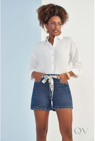 SHORTS BOYFRIEND EM JEANS ESCURO - DOCE TRAMA