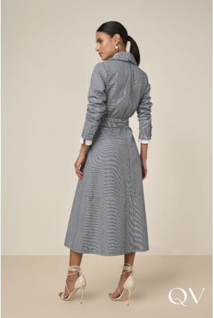 SOBRETUDO EM JEANS COM BOTÕES LISTRADO - TITANIUM JEANS SOBRETUDO EM JEANS COM BOTÕES LISTRADO - TITANIUM JEANS