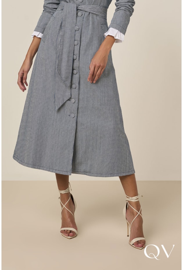 SOBRETUDO EM JEANS COM BOTÕES LISTRADO - TITANIUM JEANS SOBRETUDO EM JEANS COM BOTÕES LISTRADO - TITANIUM JEANS