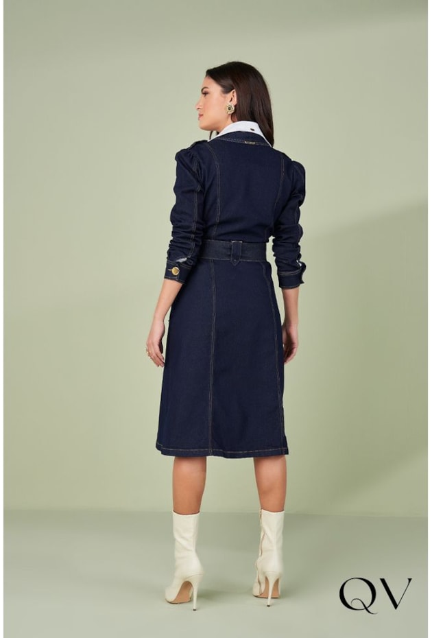 SOBRETUDO JEANS COM PESPONTOS MARINHO - TITANIUM JEANS SOBRETUDO JEANS COM PESPONTOS MARINHO - TITANIUM JEANS