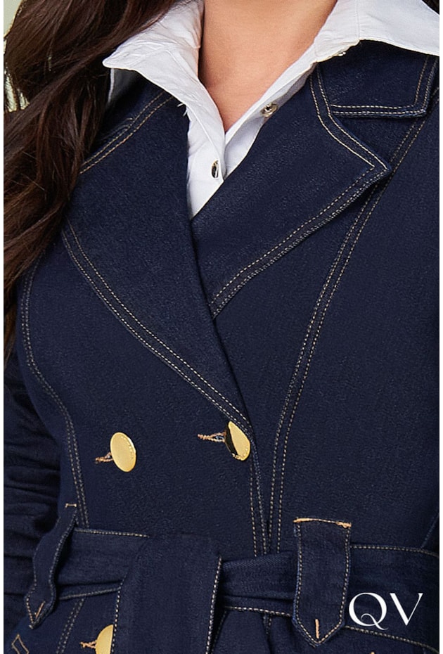 SOBRETUDO JEANS COM PESPONTOS MARINHO - TITANIUM JEANS SOBRETUDO JEANS COM PESPONTOS MARINHO - TITANIUM JEANS