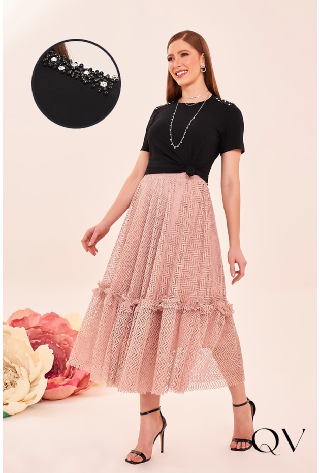 T-SHIRT ALGODÃO BORDADO PÉROLAS PRETO - FASCÍNIUS T-SHIRT ALGODÃO BORDADO PÉROLAS PRETO - FASCÍNIUS