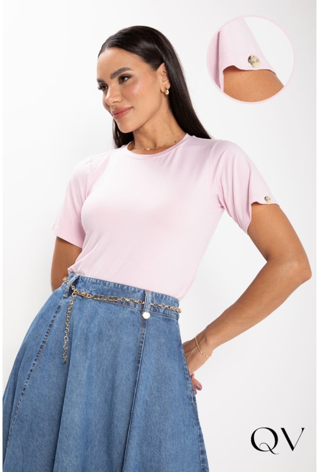 T-SHIRT BÁSICA EM VISCOLYCRA ROSA - LEKAZIS T-SHIRT BÁSICA EM VISCOLYCRA ROSA - LEKAZIS