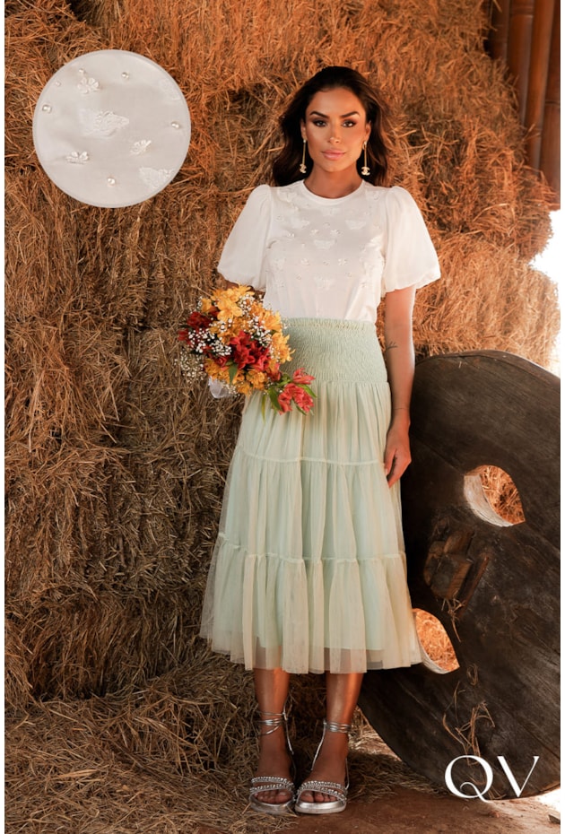 T-SHIRT BORDADO BORBOLETA OFF - LUZIA FAZZOLLI T-SHIRT BORDADO BORBOLETA OFF - LUZIA FAZZOLLI