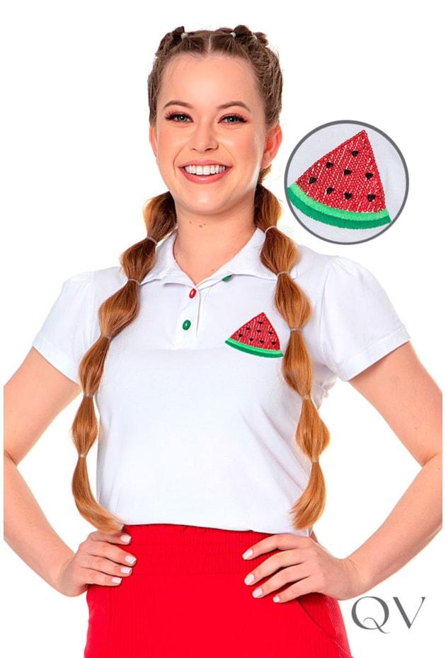 T-SHIRT COM BORDADO MELANCIA BRANCO - HAPUK T-SHIRT COM BORDADO MELANCIA BRANCO - HAPUK