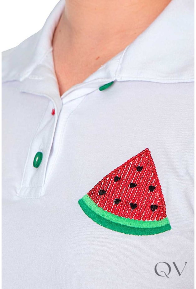 T-SHIRT COM BORDADO MELANCIA BRANCO - HAPUK T-SHIRT COM BORDADO MELANCIA BRANCO - HAPUK