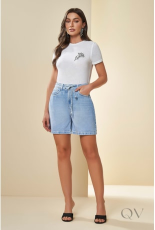 T-SHIRT COM ESTAMPA EM TRICOT FLAMÊ BRANCO - DOCE TRAMA