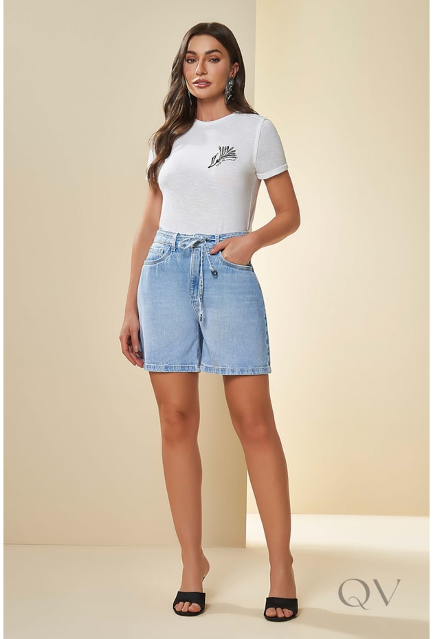 T-SHIRT COM ESTAMPA EM TRICOT FLAMÊ BRANCO - DOCE TRAMA