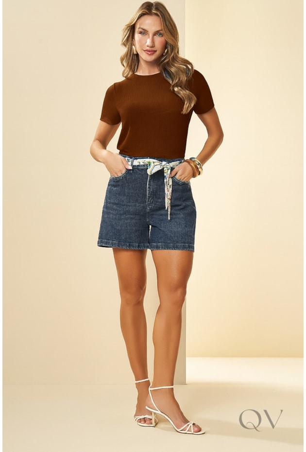 T-SHIRT EM MALHA TRICOT FLAMÊ CACAU - DOCE TRAMA