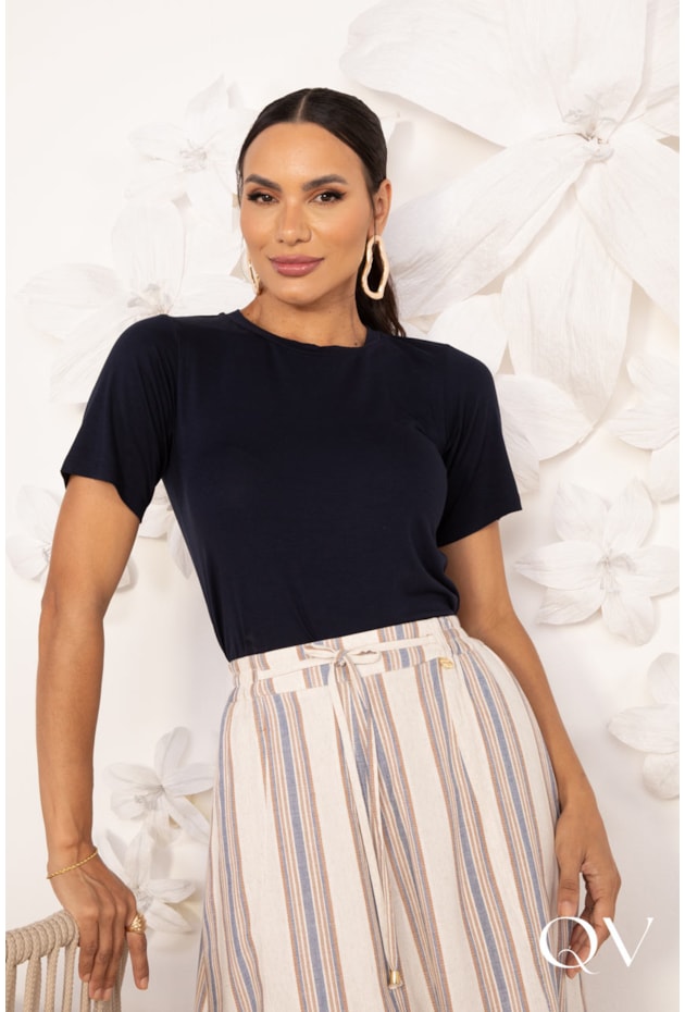 T-SHIRT EM VISCOLYCRA MARINHO - LEKAZIS T-SHIRT EM VISCOLYCRA MARINHO - LEKAZIS