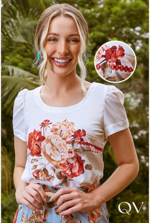 T-SHIRT FLORAL OFF WHITE - JANY PIM