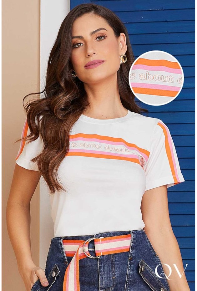 T-SHIRT MALHA COM LISTRAS COLORS - TITANIUM JEANS T-SHIRT MALHA COM LISTRAS COLORS - TITANIUM JEANS