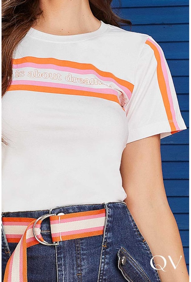 T-SHIRT MALHA COM LISTRAS COLORS - TITANIUM JEANS