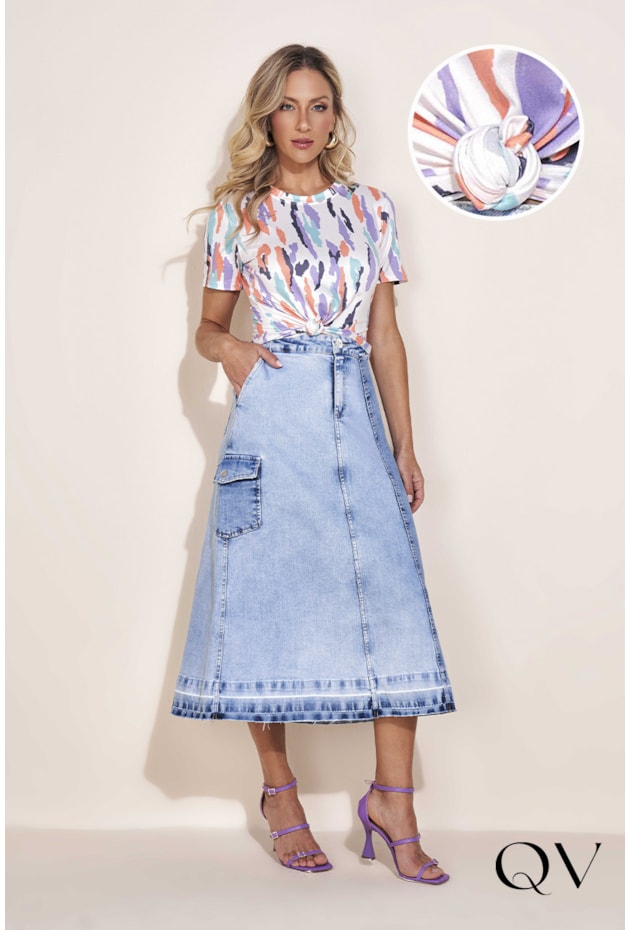 T-SHIRT MALHA ESTAMPA ABSTRATA - TITANIUM JEANS T-SHIRT MALHA ESTAMPA ABSTRATA - TITANIUM JEANS