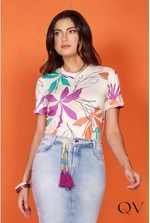 T-SHIRT MALHA ESTAMPA FLORAL - TITANIUM JEANS