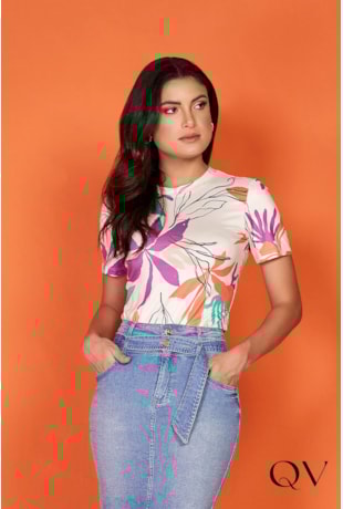 T-SHIRT MALHA ESTAMPA FLORAL - TITANIUM JEANS