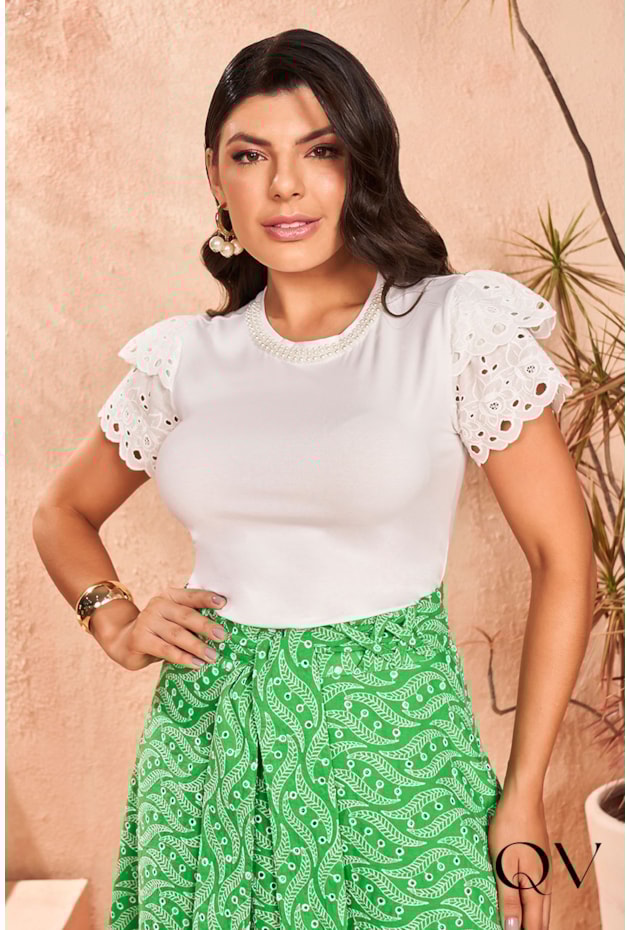 T-SHIRT MALHA MANGAS LAISE OFF WHITE - FASCÍNIUS T-SHIRT MALHA MANGAS LAISE OFF WHITE - FASCÍNIUS