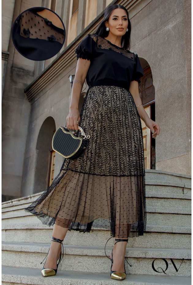 T-SHIRT MALHA MINI LAÇOS PRETO - LUZIA FAZZOLLI T-SHIRT MALHA MINI LAÇOS PRETO - LUZIA FAZZOLLI