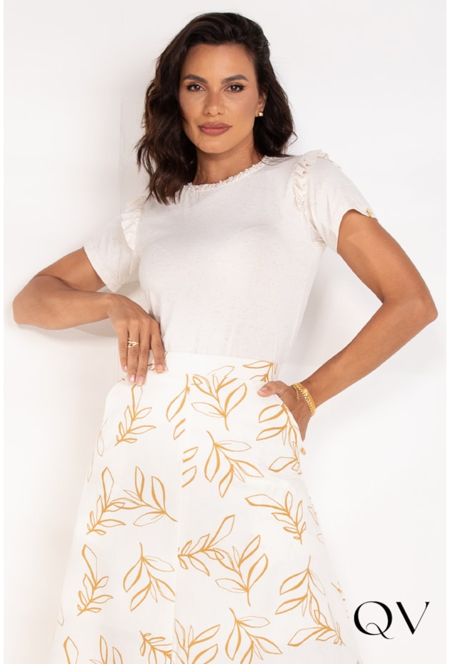 T-SHIRT VISCOLYCRA BORDADA BEGE - LEKAZIS T-SHIRT VISCOLYCRA BORDADA BEGE - LEKAZIS