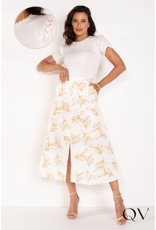 T-SHIRT VISCOLYCRA BORDADA BEGE - LEKAZIS T-SHIRT VISCOLYCRA BORDADA BEGE - LEKAZIS