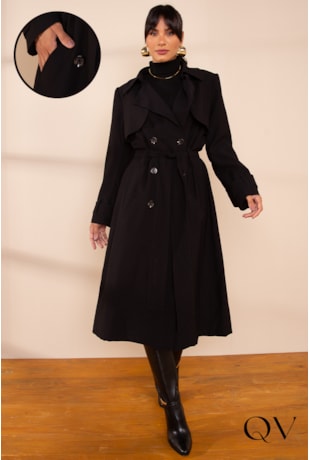 TRENCH COAT PRETO - LEKAZIS