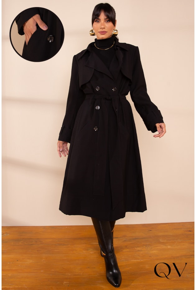 TRENCH COAT PRETO - LEKAZIS