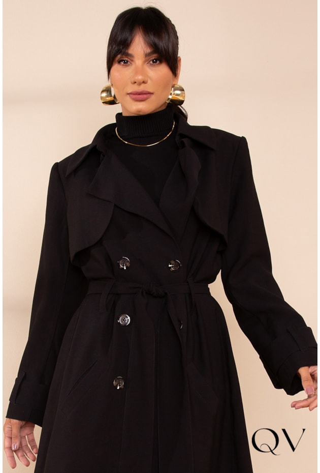 TRENCH COAT PRETO - LEKAZIS