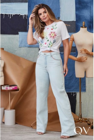 TSHIRT BRANCO MALHA BORDADO LINHA - LUZIA FAZZOLLI