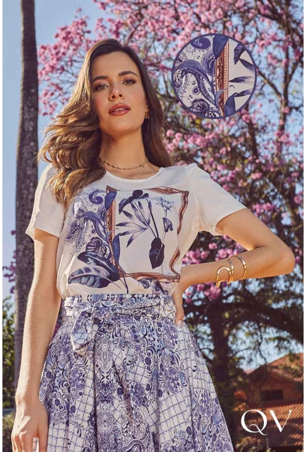 TSHIRT FOLHAGEM AZUL - JANY PIM TSHIRT FOLHAGEM AZUL - JANY PIM