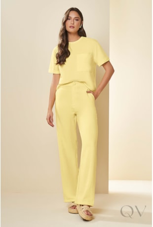 TSHIRT MANGA CURTA EM MEIA MALHA AMARELO SICILIANO - DOCE TRAMA