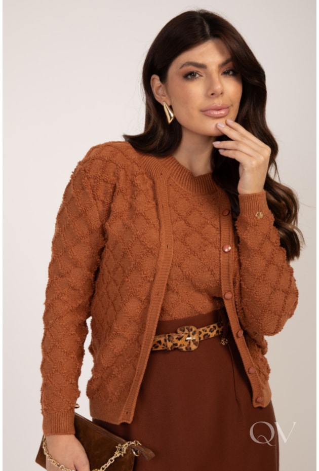 TWIN SET EM TRICOT CARAMELO - LEKAZIS