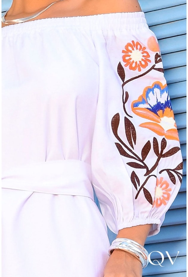 VESTIDO ALFAIATARIA COM BORDADO BRANCO - LUZIA FAZZOLLI VESTIDO ALFAIATARIA COM BORDADO BRANCO - LUZIA FAZZOLLI