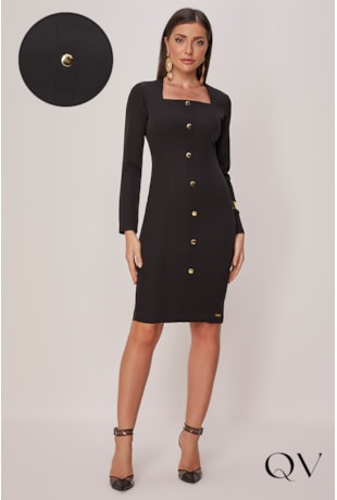 VESTIDO ALFAIATARIA COM BOTÕES PRETO - TITANIUM JEANS