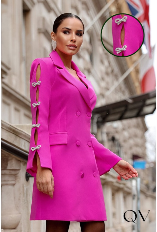 VESTIDO ALFAIATARIA MANGA LONGA COM LAÇOS PINK - LUZIA FAZZOLLI VESTIDO ALFAIATARIA MANGA LONGA COM LAÇOS PINK - LUZIA FAZZOLLI