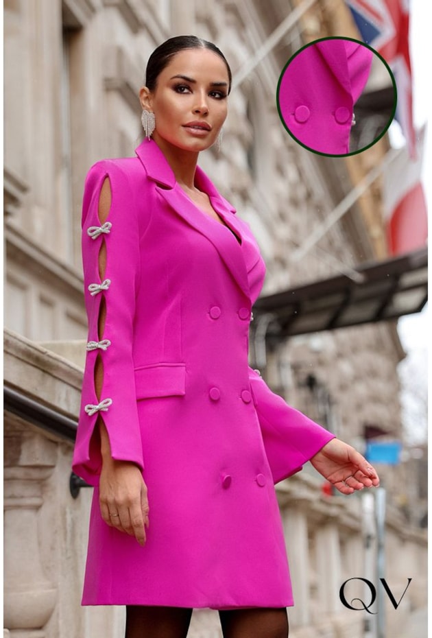 VESTIDO ALFAIATARIA MANGA LONGA COM LAÇOS PINK - LUZIA FAZZOLLI VESTIDO ALFAIATARIA MANGA LONGA COM LAÇOS PINK - LUZIA FAZZOLLI