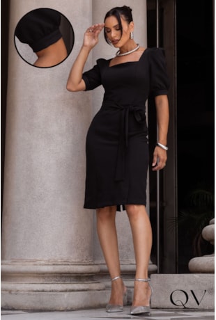 VESTIDO ALFAIATARIA MANGAS PRINCESA PRETO - JANY PIM