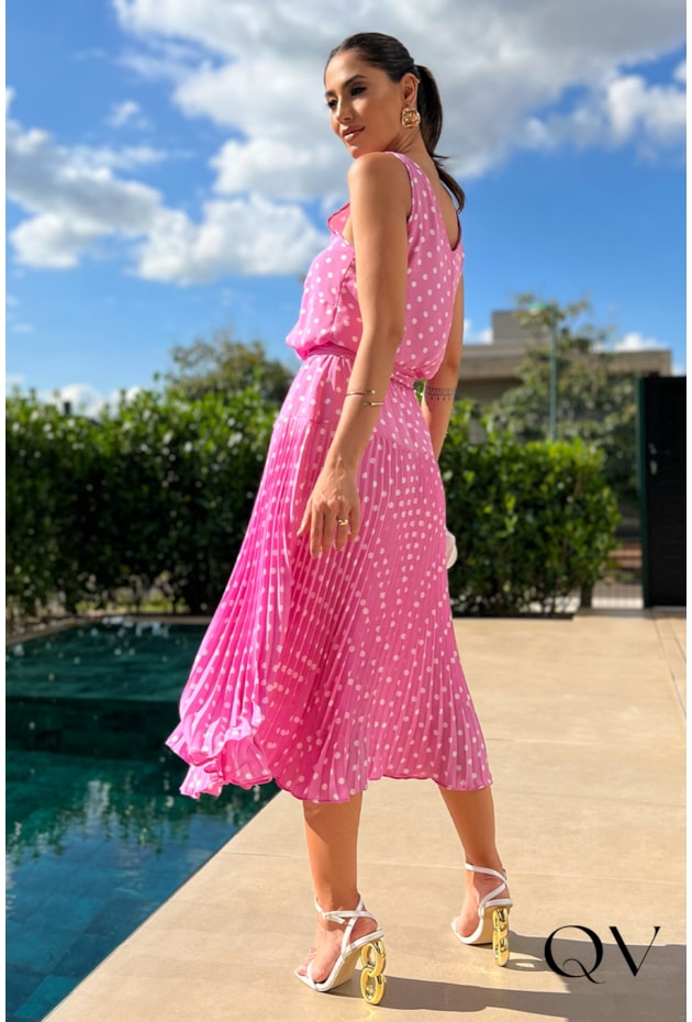 VESTIDO BLUSÊ POÁ ROSA - LUZIA FAZZOLLI