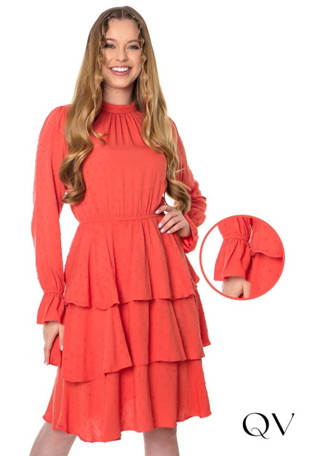 VESTIDO CAMADAS VISCOSE PIPOQUINHA LARANJA - HAPUK VESTIDO CAMADAS VISCOSE PIPOQUINHA LARANJA - HAPUK