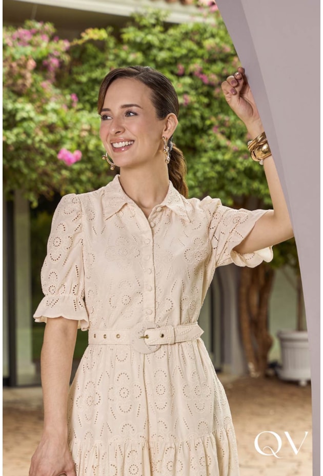 VESTIDO CAMISARIA LAISE CREME - JANY PIM VESTIDO CAMISARIA LAISE CREME - JANY PIM