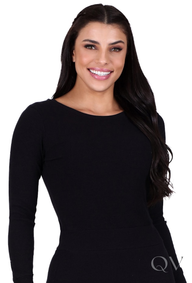 VESTIDO CANELADO COM BOTÕES PRETO - HAPUK