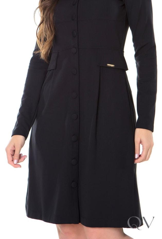 VESTIDO CASACO TEDDY PRETO - HAPUK VESTIDO CASACO TEDDY PRETO - HAPUK