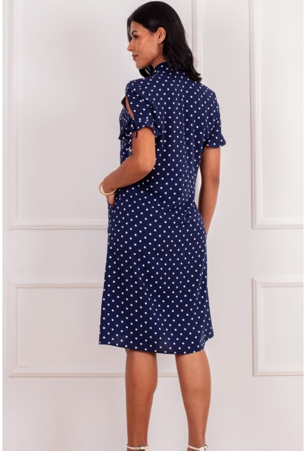 VESTIDO CHEMISE COM PÓA EM VISCOSE AZUL - PURO SHARMY
