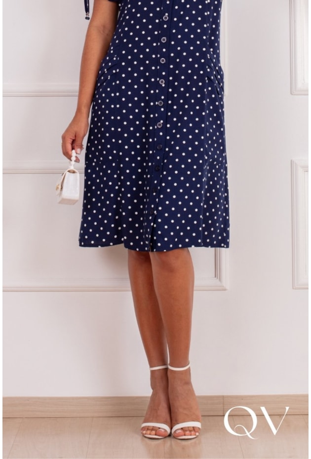 VESTIDO CHEMISE COM PÓA EM VISCOSE AZUL - PURO SHARMY