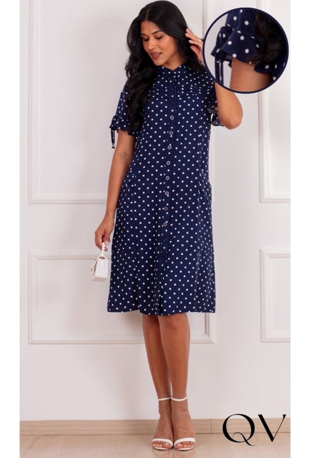 VESTIDO CHEMISE COM PÓA EM VISCOSE AZUL - PURO SHARMY